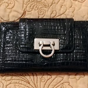 Black Faux Alligator Skin Wallet
